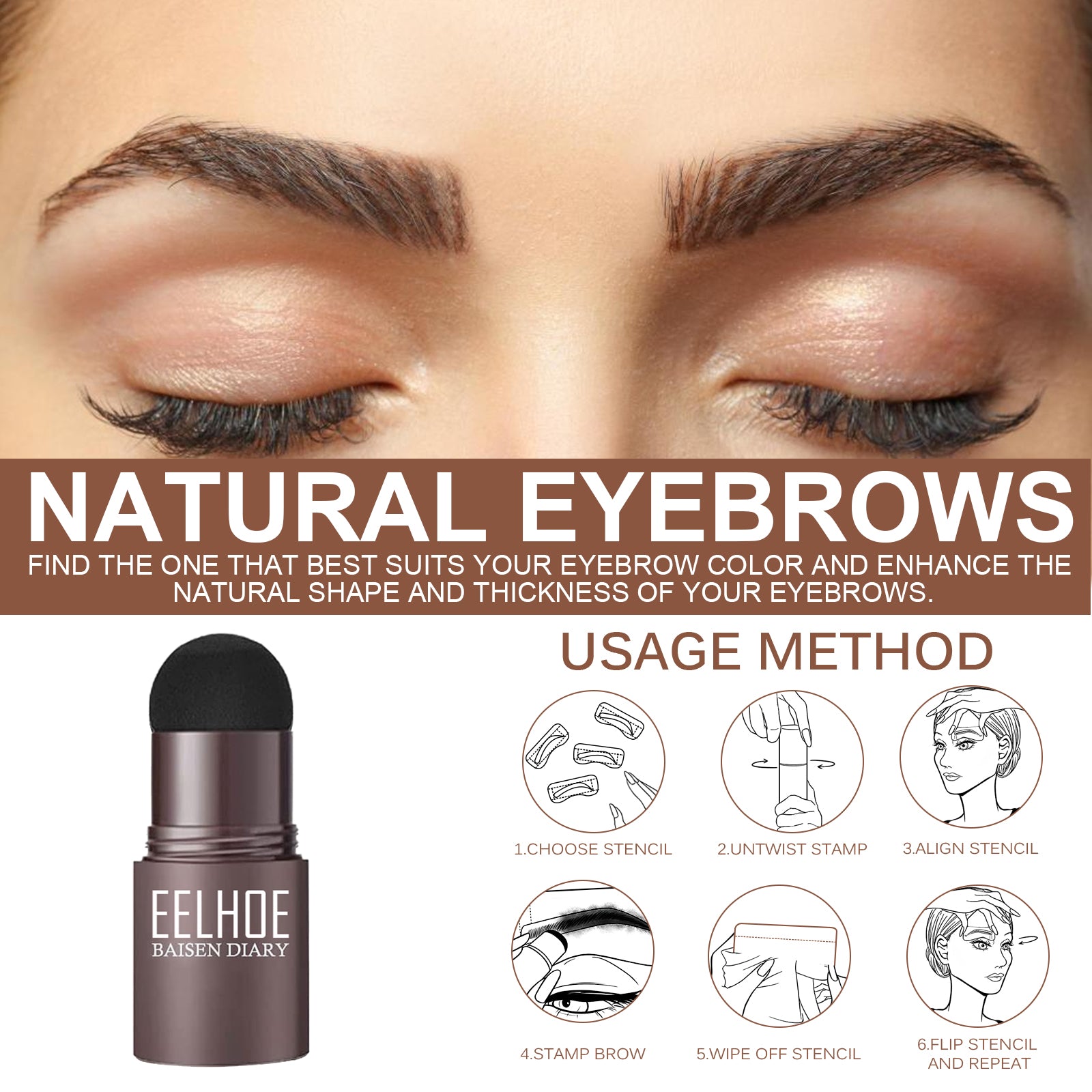 Eyebrow Print Mold Eyebrow, Lazy Eyebrows Fill Makeup Eyebrow Cake Waterproof Hairline Powder