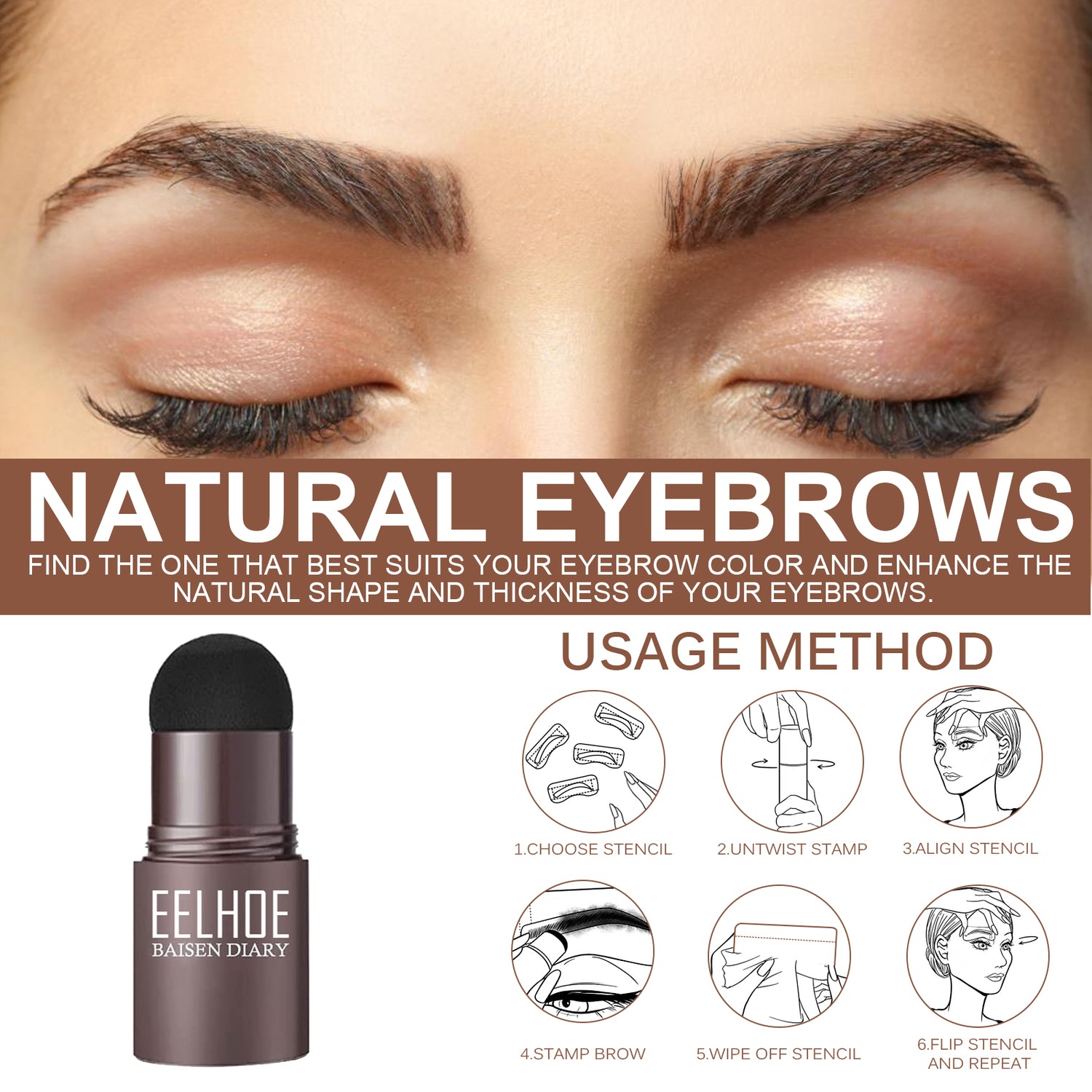 Eyebrow Print Mold Eyebrow, Lazy Eyebrows Fill Makeup Eyebrow Cake Waterproof Hairline Powder