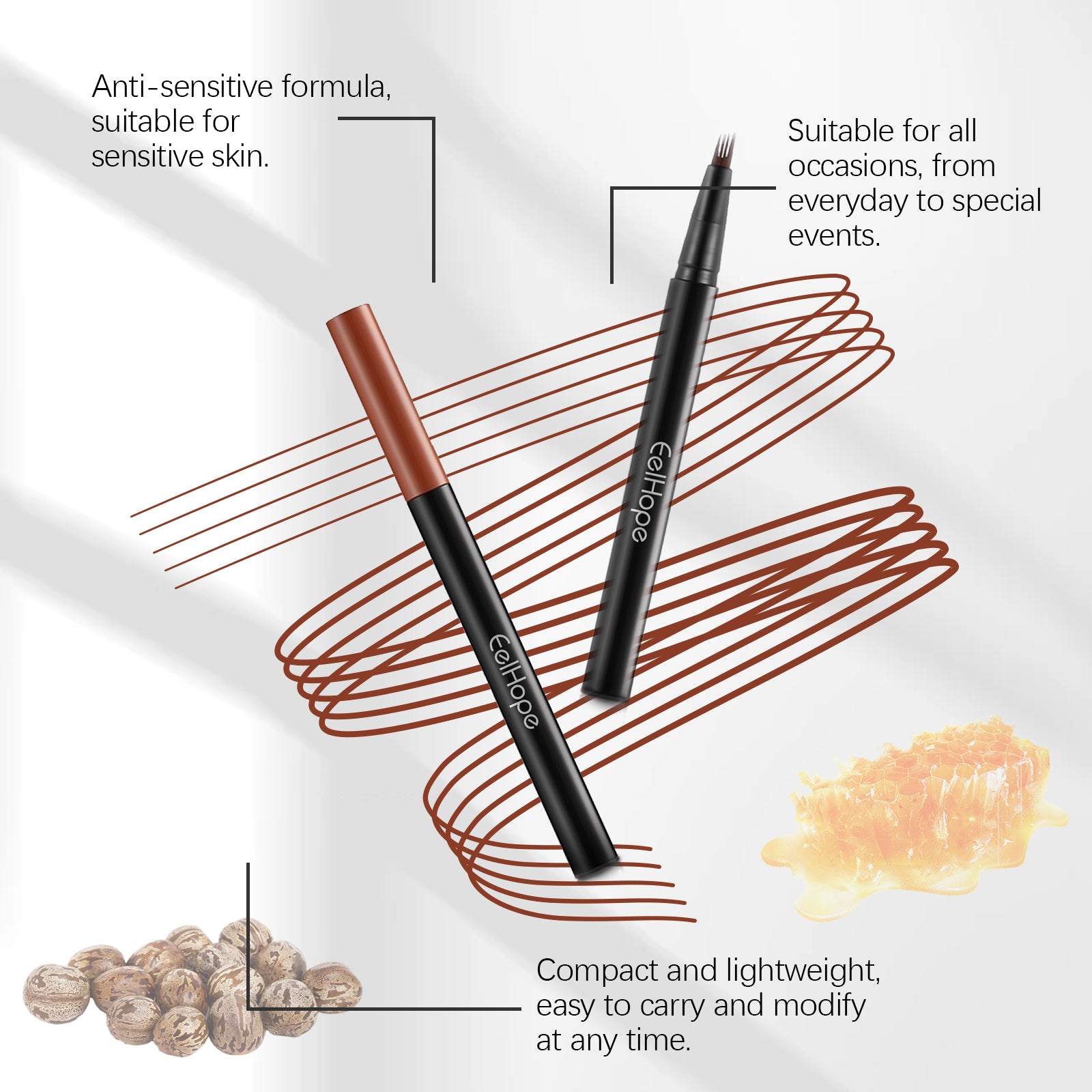 EELHOPE Four Claw Eyebrow Pencil Wild Eyebrow Embellishing Eyebrow shape delicate and easy to use non-smudging natural shaping eyebrow pencil