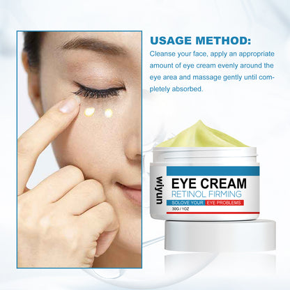 Retinol Eye Cream For Wrinkles Reduces Fine Lines, Dark Circles And Bags Under Eyes