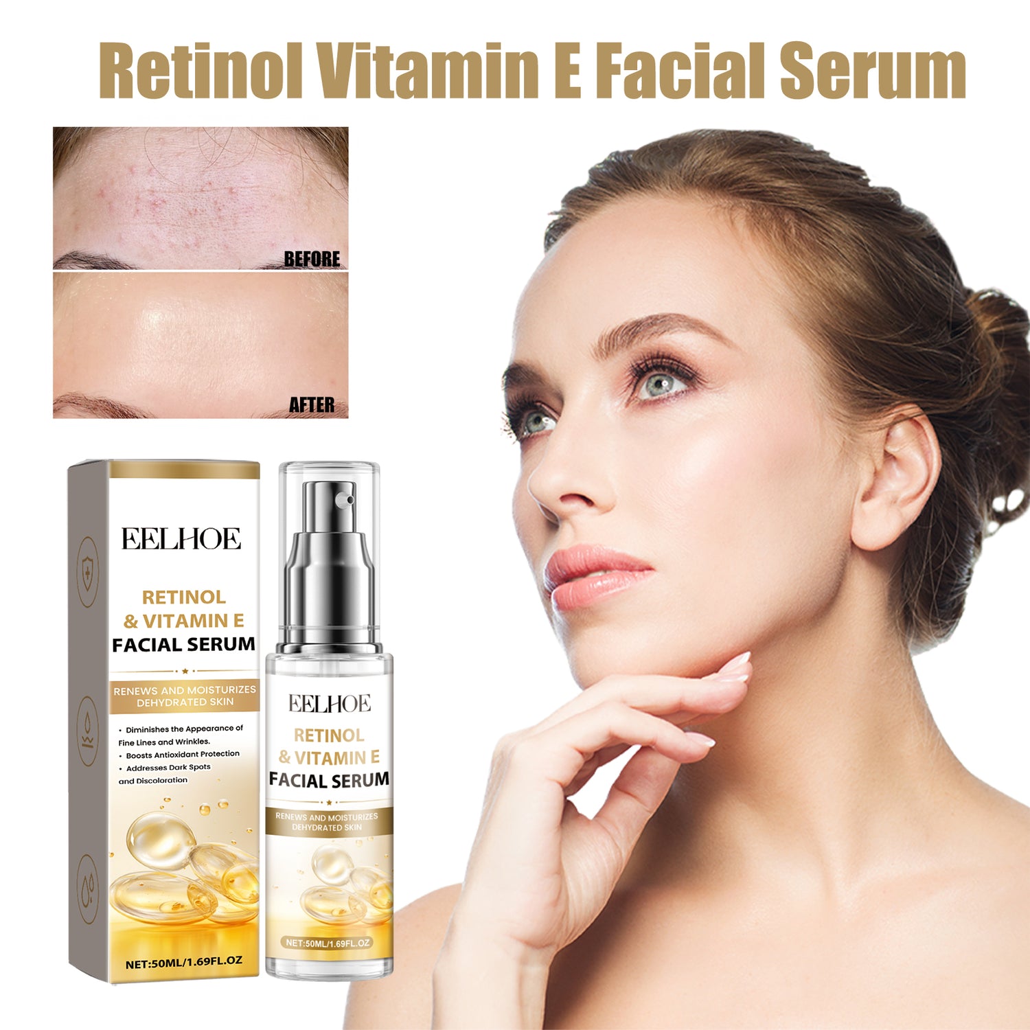 Retinol E Night Facial Essence, Brightening Skin, Moisturizing And Hydrating Essence