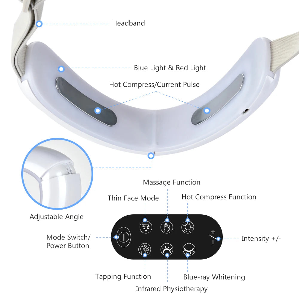Chin V-Line Up Lift Belt Machine Red Blue LED Photon Therapy Face Slimming Vibration Massager Facial Lifting Device V Face care